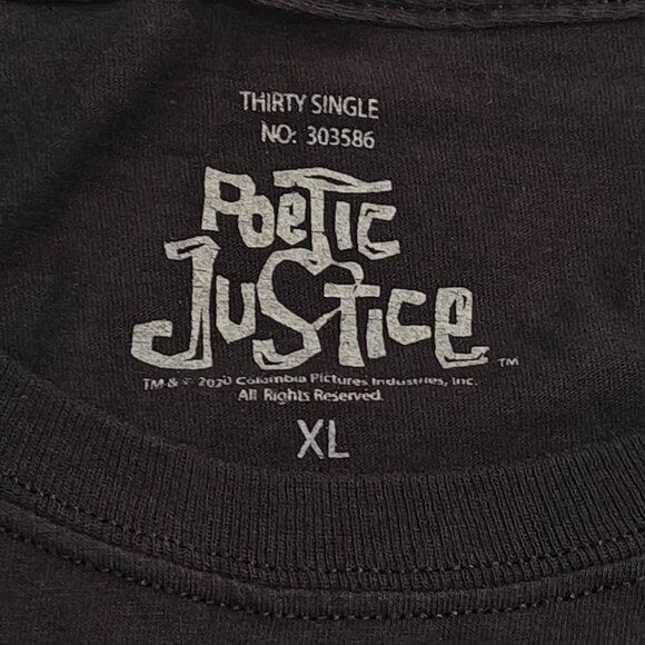Tupac Graphic Tee Poetic Justice T-Shirt Black Size XL Columbia Pictures Rap - Picture 7 of 9